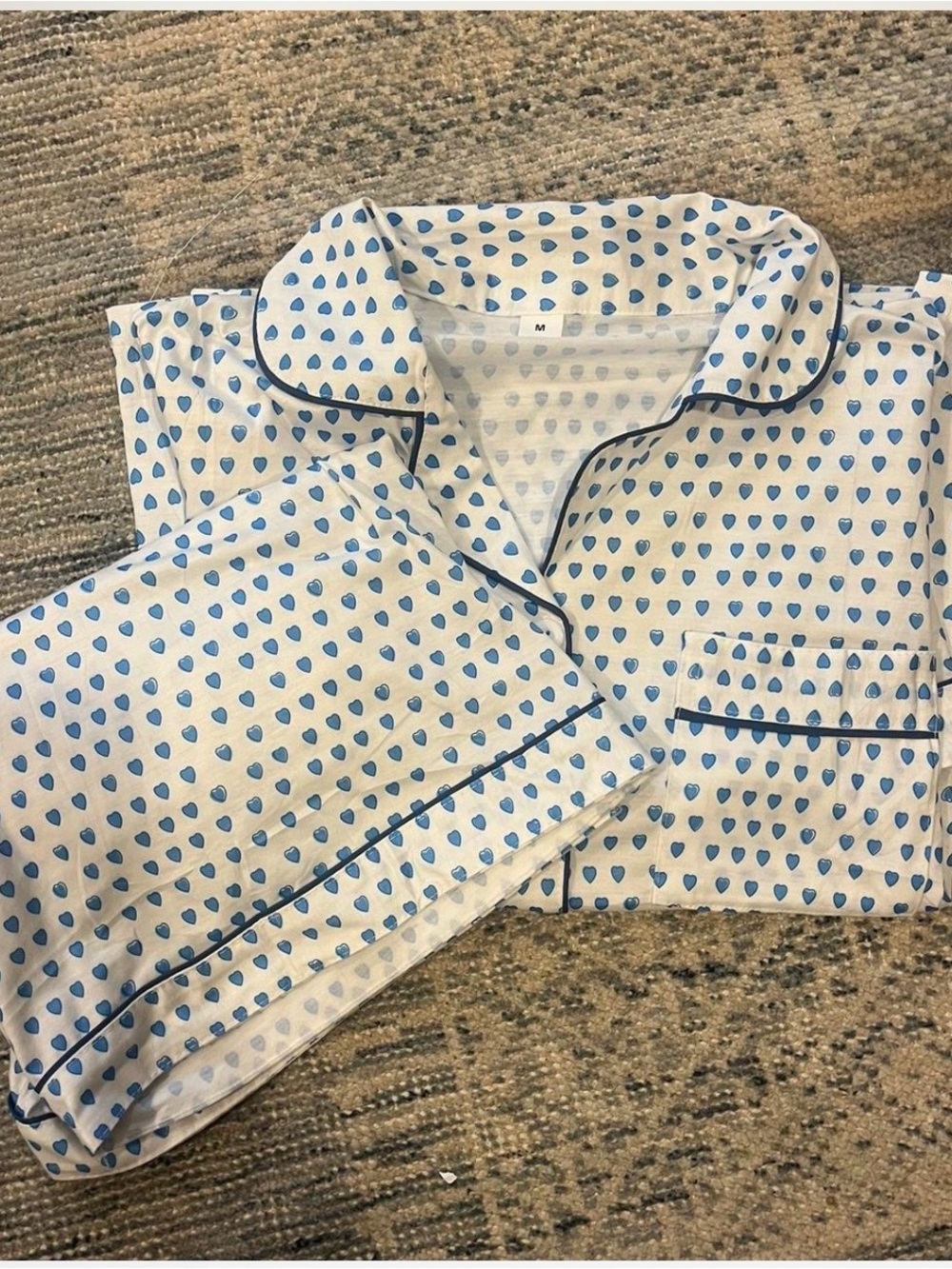 Kids Blue Heart-Print Pajama Set - Brand Not Visible